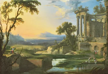 Paisaje italiano con ruinas